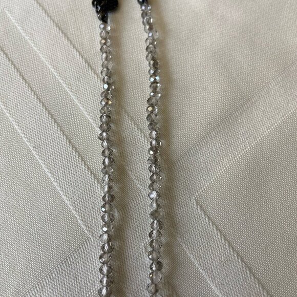 Marlyn Schiff Long Beaded Chain Tassel Necklace Silver Gray One Size - Picture 5 of 9